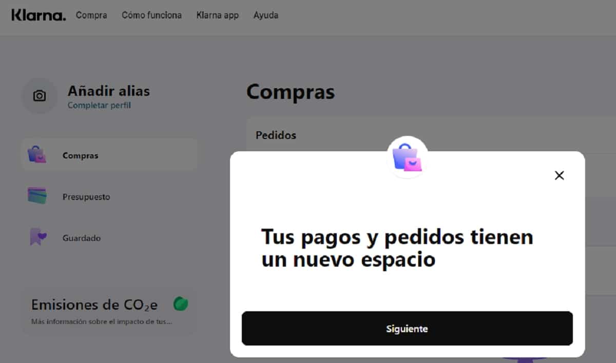 Klarna online sesión usuario