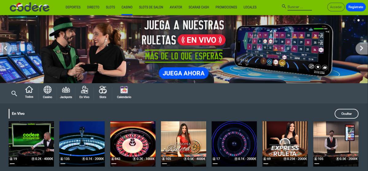 Ruleta aleatoria página Codere