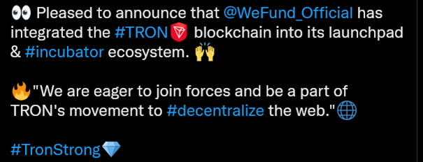 Intégration Tron dans WeFund