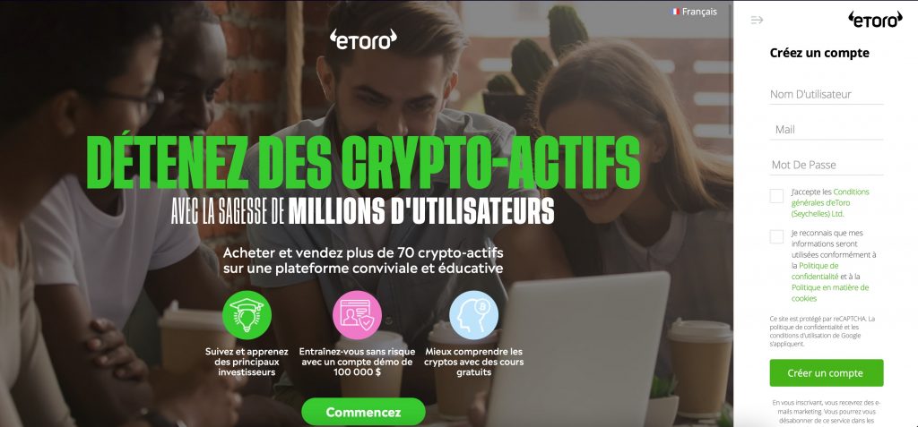 Site eToro cryptos