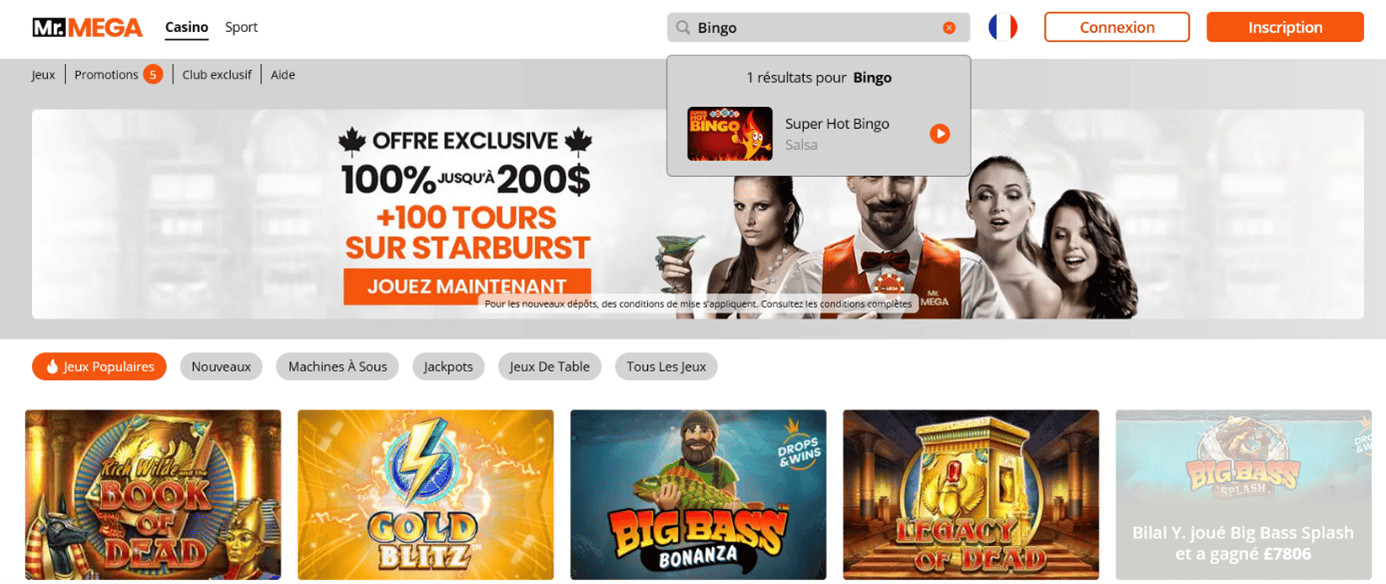 Meilleurs sites de Bingo en ligne Canada : Mr Mega