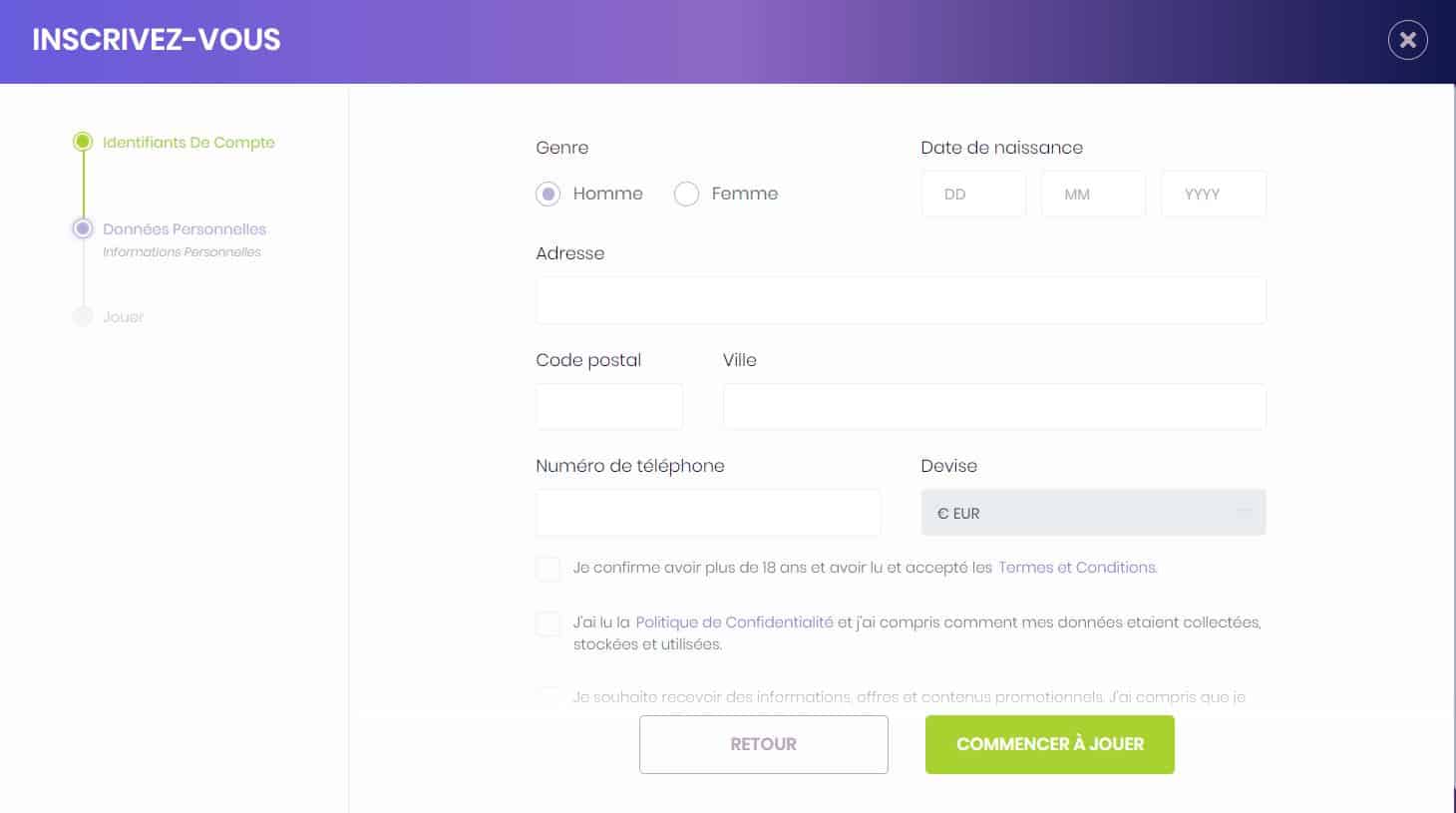 3. Renseigner D'autres informations personnelles et de localisation - comment s'inscrire et jouer sur Madnix casino