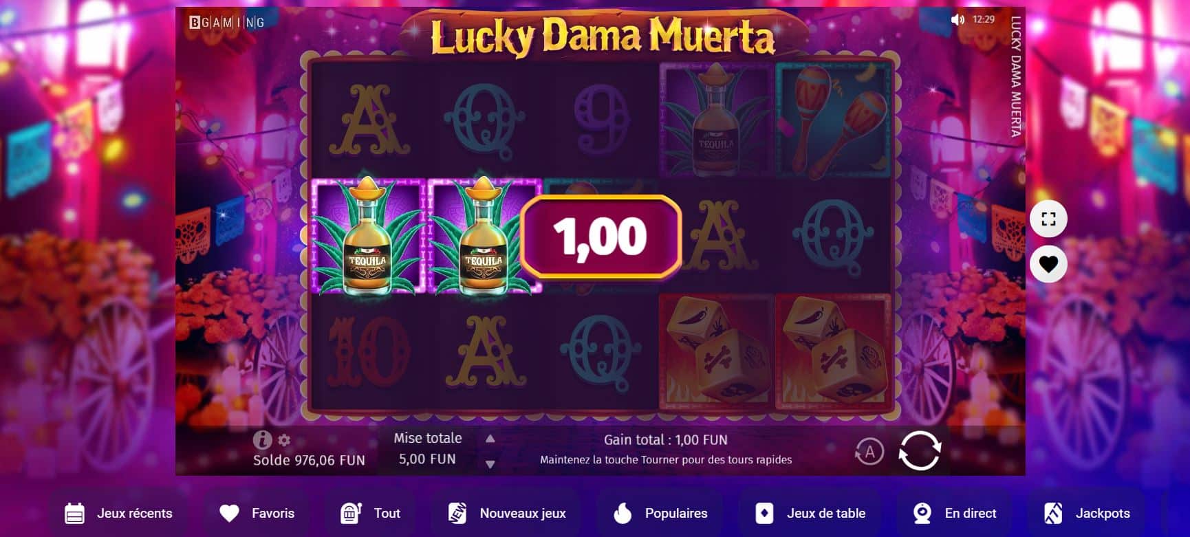 7. Choisir un jeu et commencer à jouer (Lucky Drama Muerta de BGaming) - comment s'inscrire et jouer sur Slottica casino