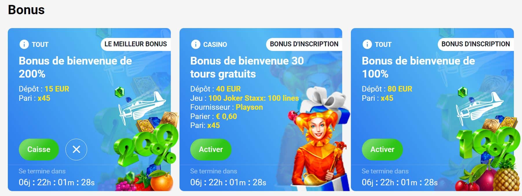 Bonus de bienvenue sur Slottica - Slottica casino avis