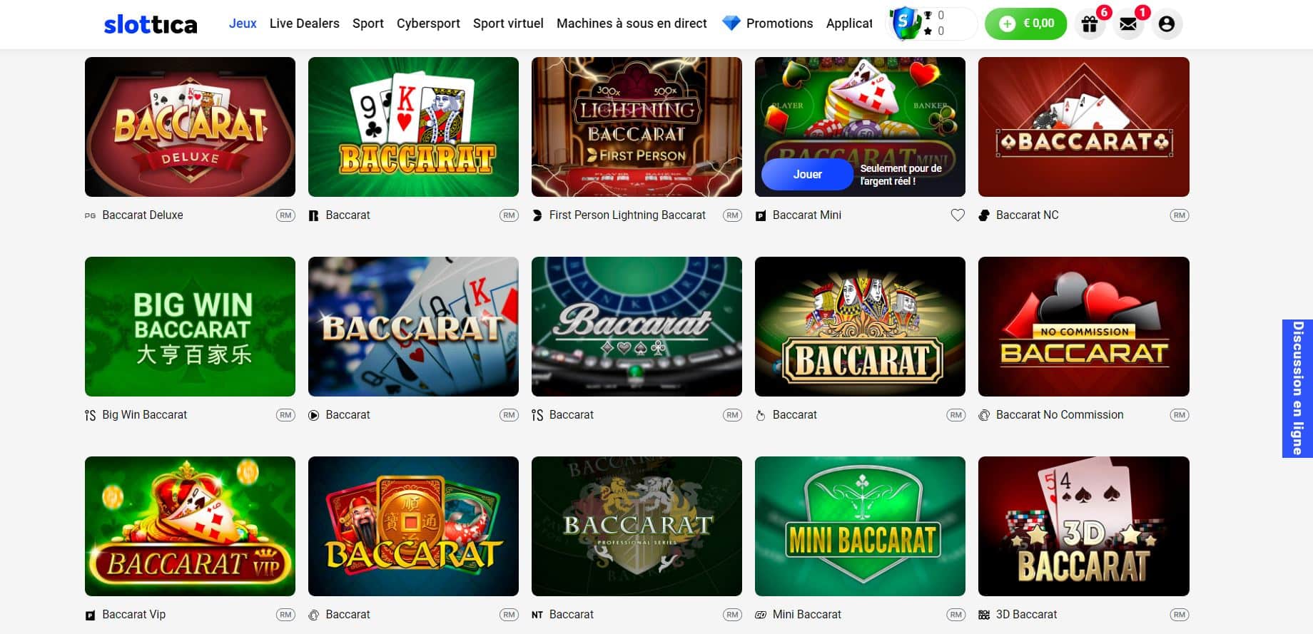 Jeux de table sur Slottica - Slottica casino avis