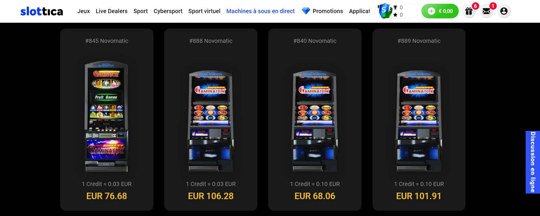 Machines à sous en direct sur Slottica - Slottica casino avis