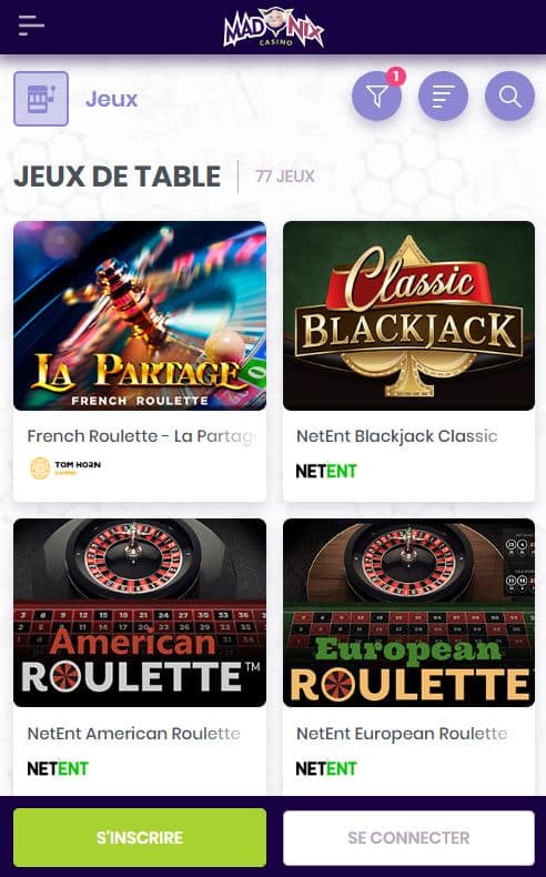 Version mobile dU Casino Madnix - Madnix casino avis