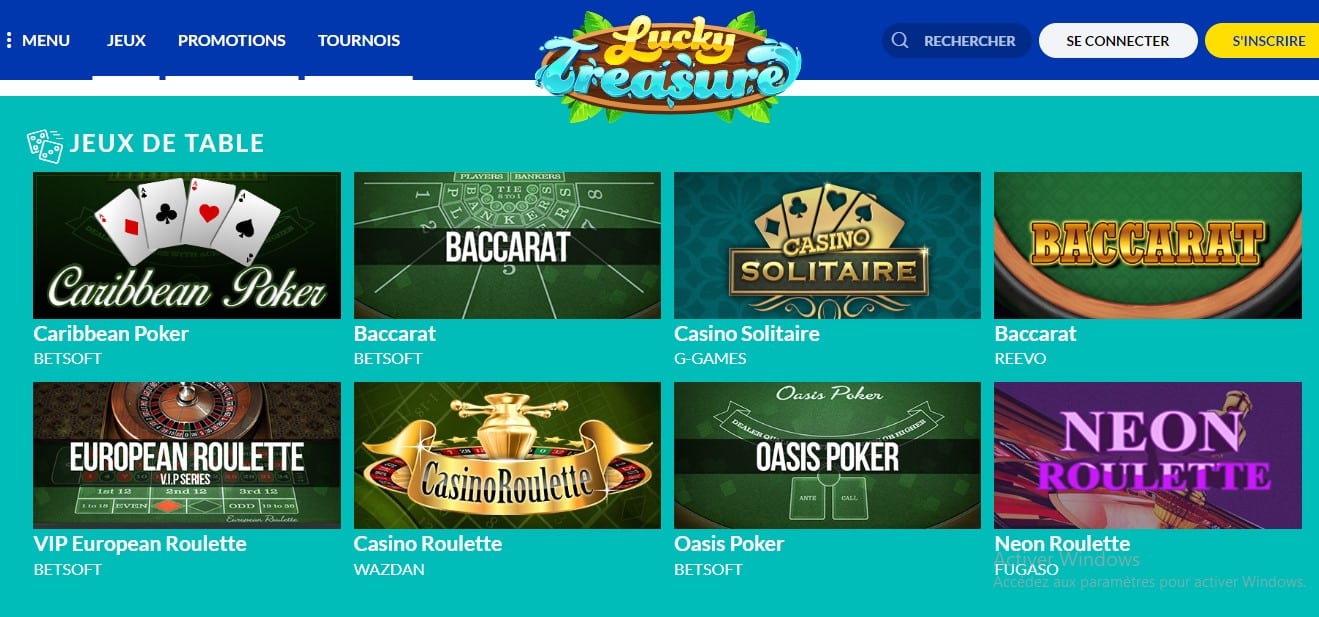 lucky treasure casino avis jeux