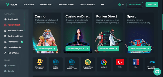 Avis casino Vave : site