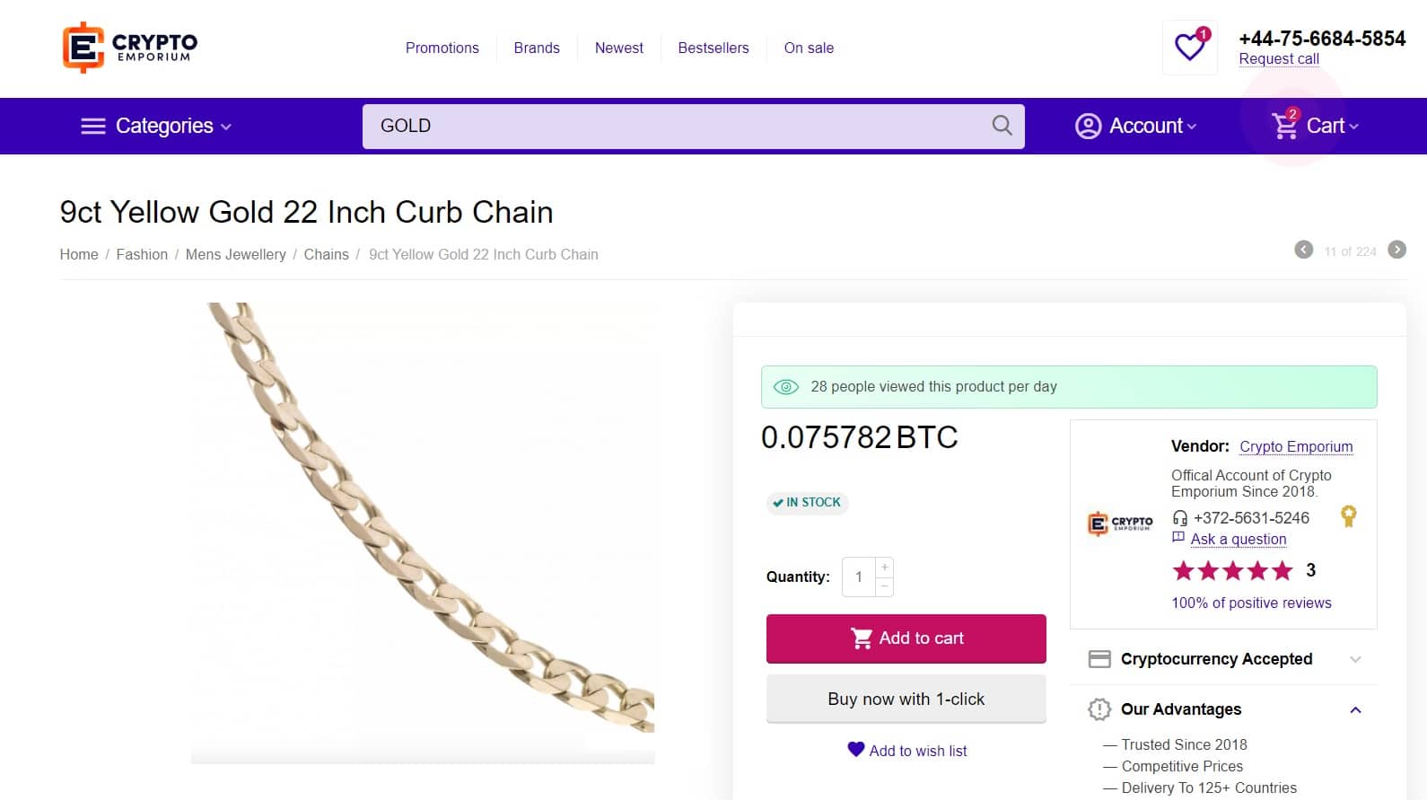 Acheter de l'or sur Crypto Emporium