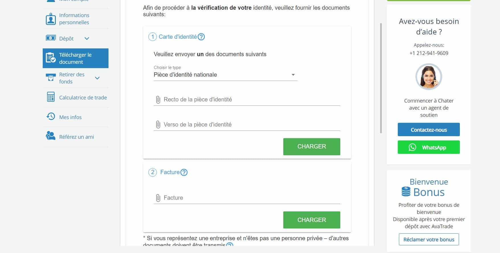 AvaTrade - Télécharger les documents de vérification - Acheter Action Bonduelle