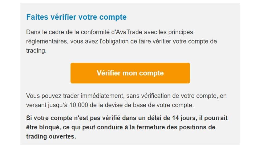 Vérifier mon compte sur AvaTrade - Acheter Action Bonduelle