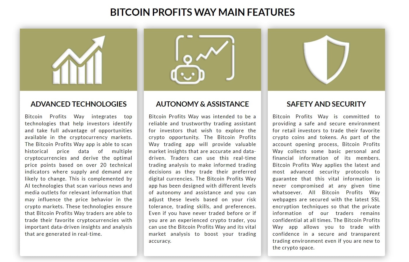 Caractéristiques Bitcoin Profits Way