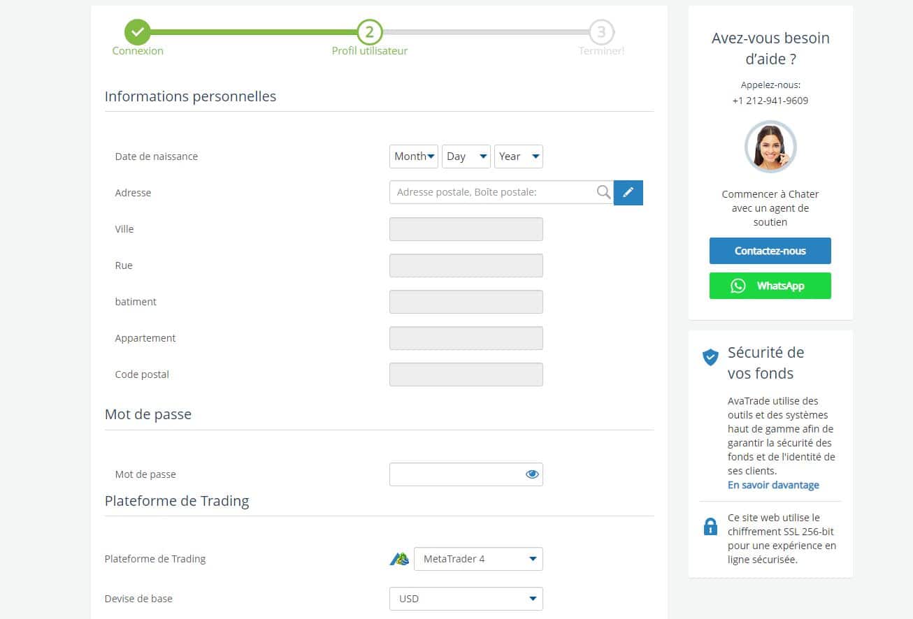 Etape 4. Compléter votre profil utilisateur AvaTrade - Comment Acheter Action Aperam