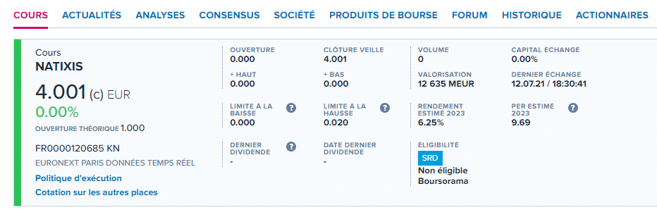 Cours natixis