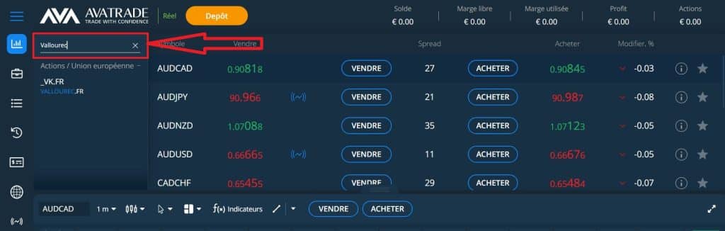 Rechercher l'action Vallourec (VK) sur WebTrader d'AvaTrade - Comment acheter l'action Esso