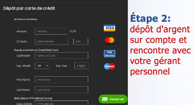 Étape 2 : Financement de votre compte