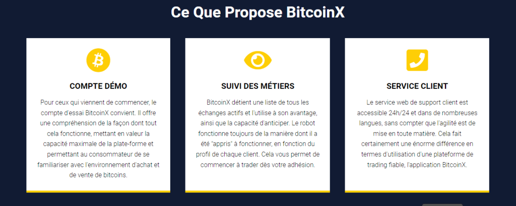 bitcoinx avis : fonctionnalité avancée du robot