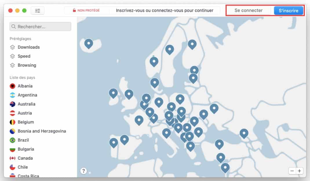 5. S'inscrire ou se connecter - comment utiliser un VPN Gratuit pour Mac