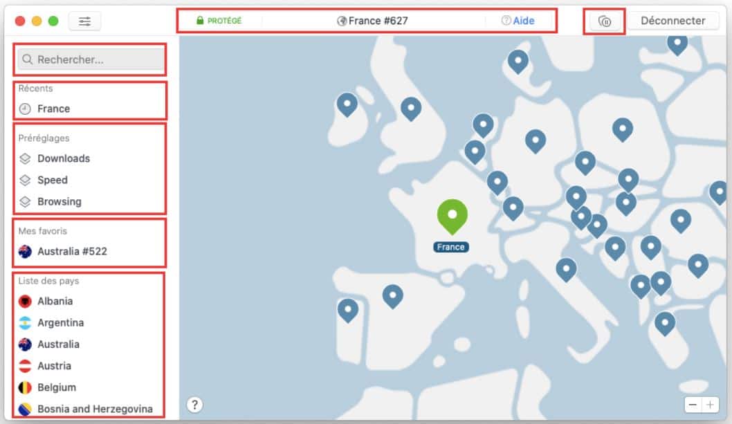 7. Choisir un emplacement et activer la protection - comment utiliser un VPN Gratuit pour Mac