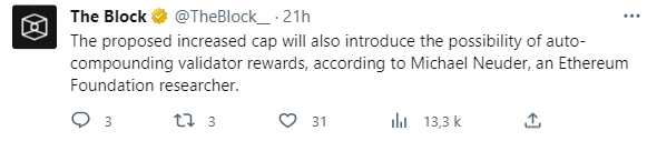 Augmentation du montant des validateurs Ethereum - Quel sera l'impact de la décision de Michael Neuder ?