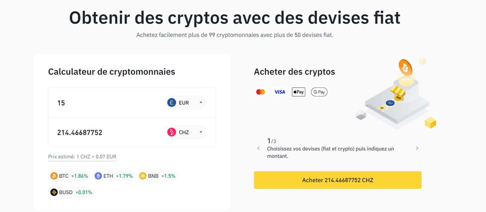 Binance - Acheter CHZ avec EUR fiat - Acheter Argentina FC Token