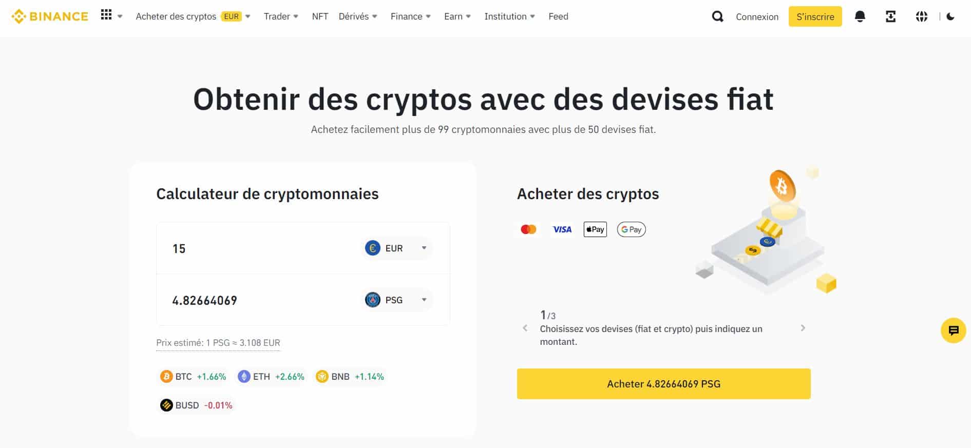 Binance - Acheter PSG avec carte bancaire - Acheter PSG Token