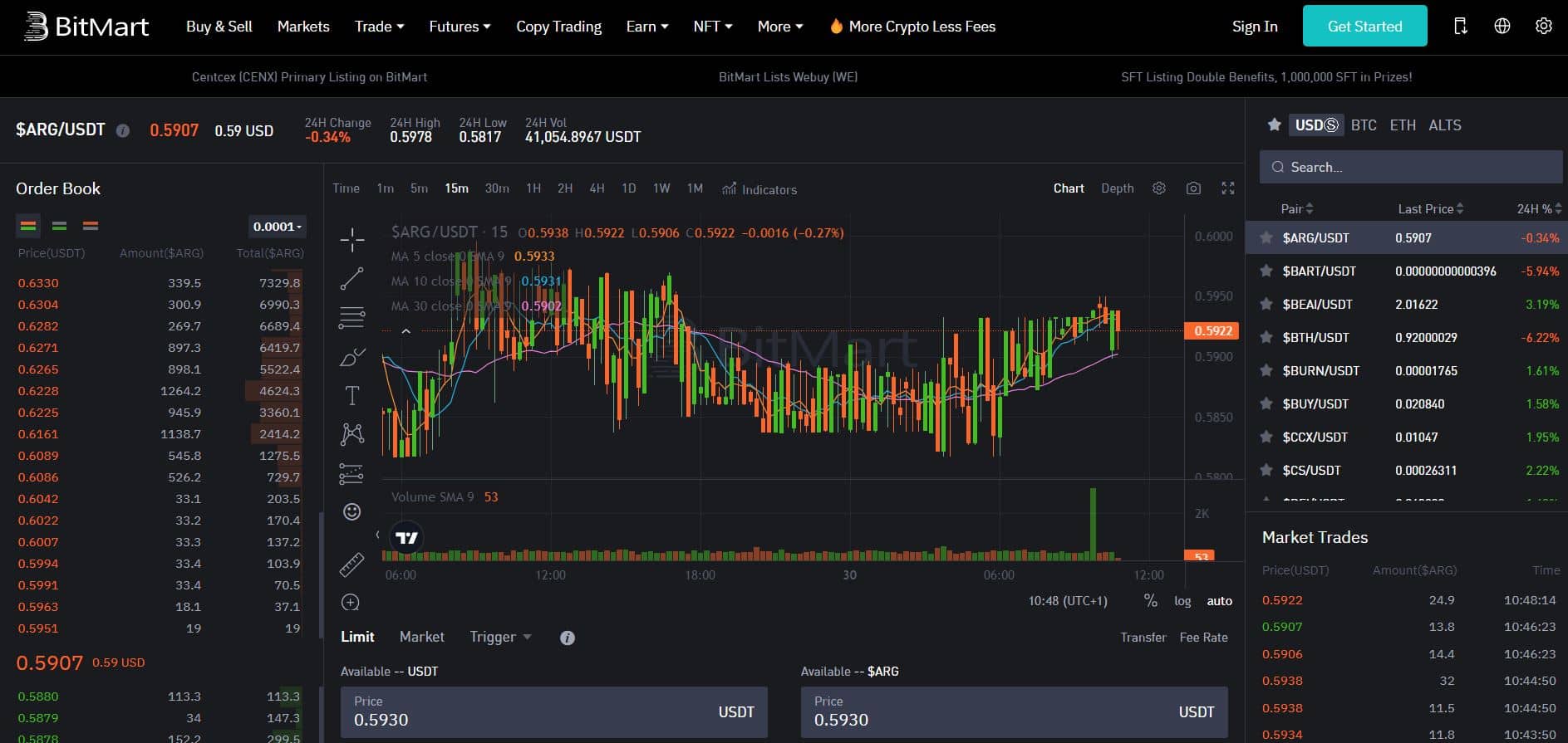 BitMart - ARG USDT - Acheter Argentina FC Token