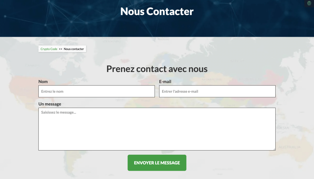 formulaire de contact sur crypto code