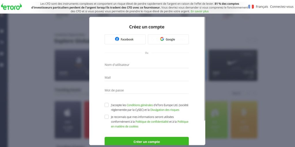 Créez un compte eToro