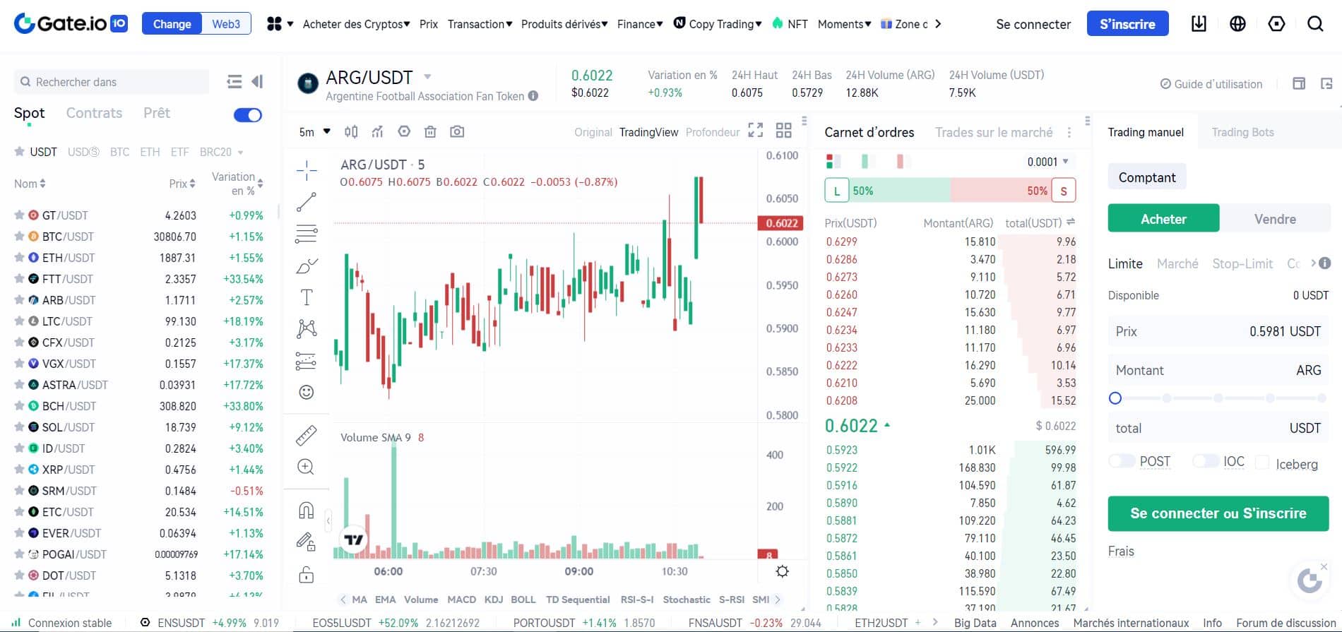 Gate.io - ARG USDT - Acheter Argentina FC Token