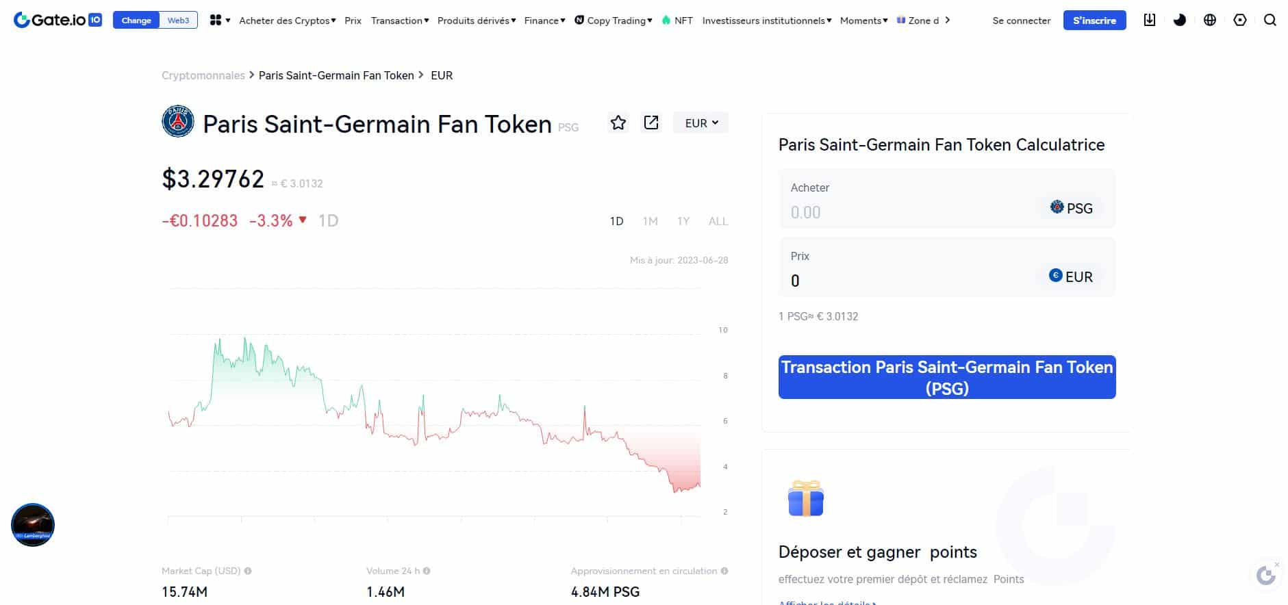 Gate.io - Acheter PSG Token - Acheter PSG Token