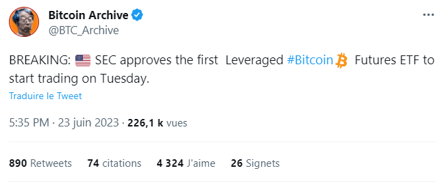 La SEC approuve le premier ETF Bitcoin avec effet de levier