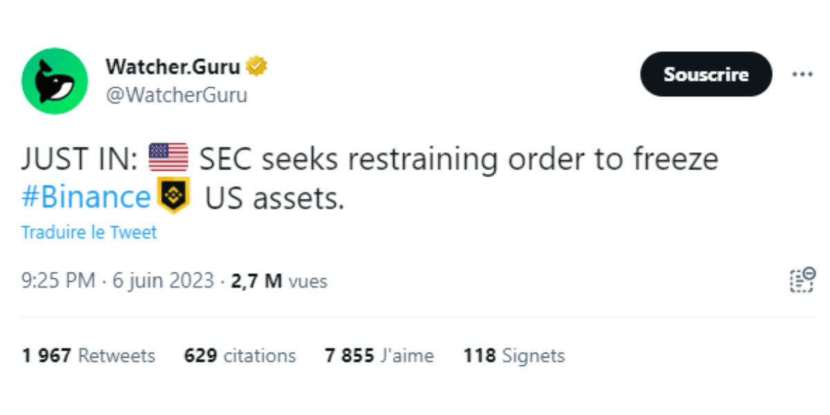 La SEC veut « assurer la sécurité des actifs des clients » de Binance US