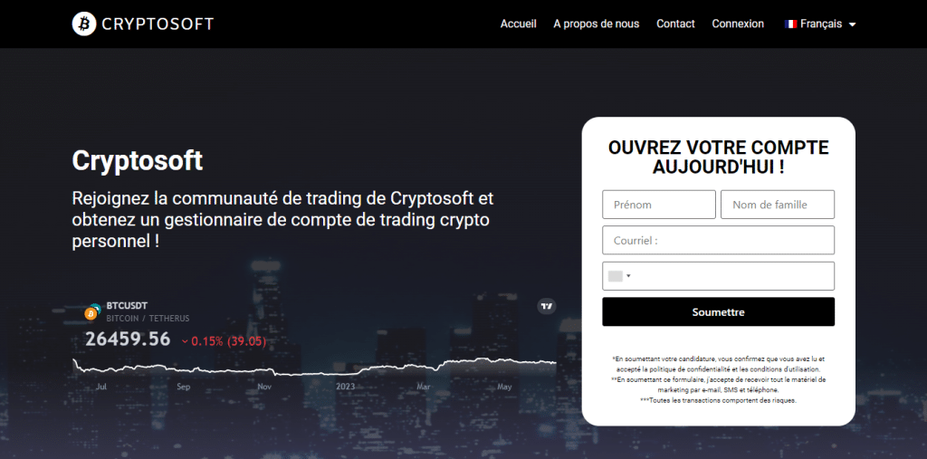 Inscription sur Cryptosoft - Avis