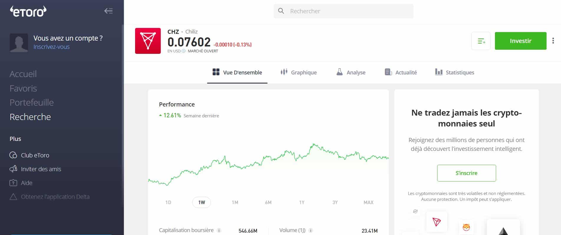 eToro - Chiliz - Acheter Argentina FC Token