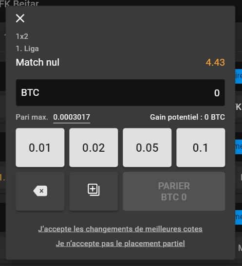 Configurer le pari - Cloudbet avis