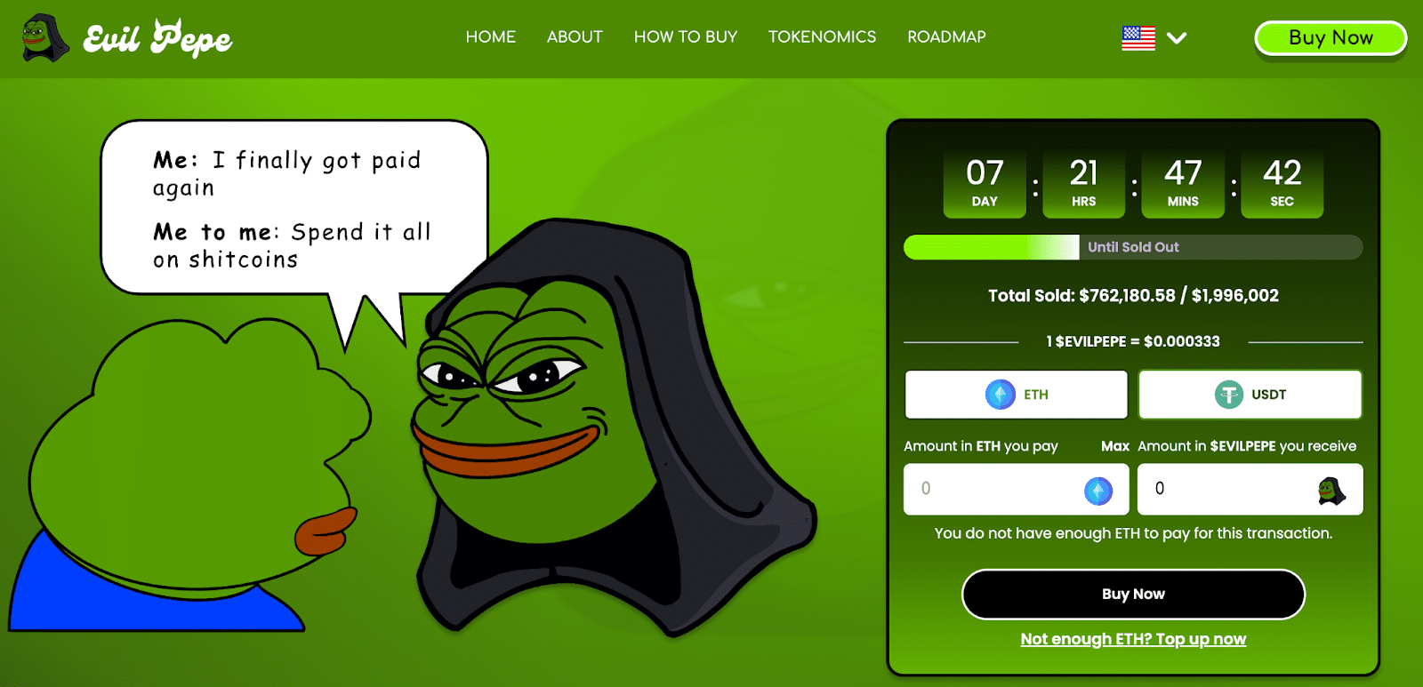 Prévente Evil Pepe Coin - 7 jours restant