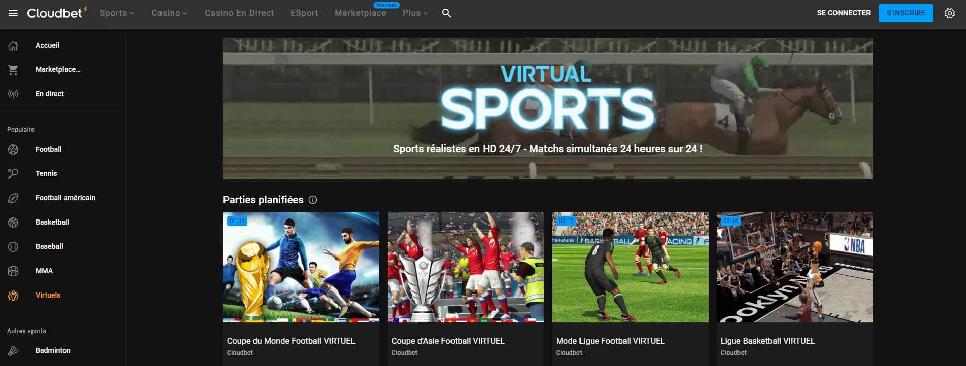 Sports virtuels - Cloudbet Avis