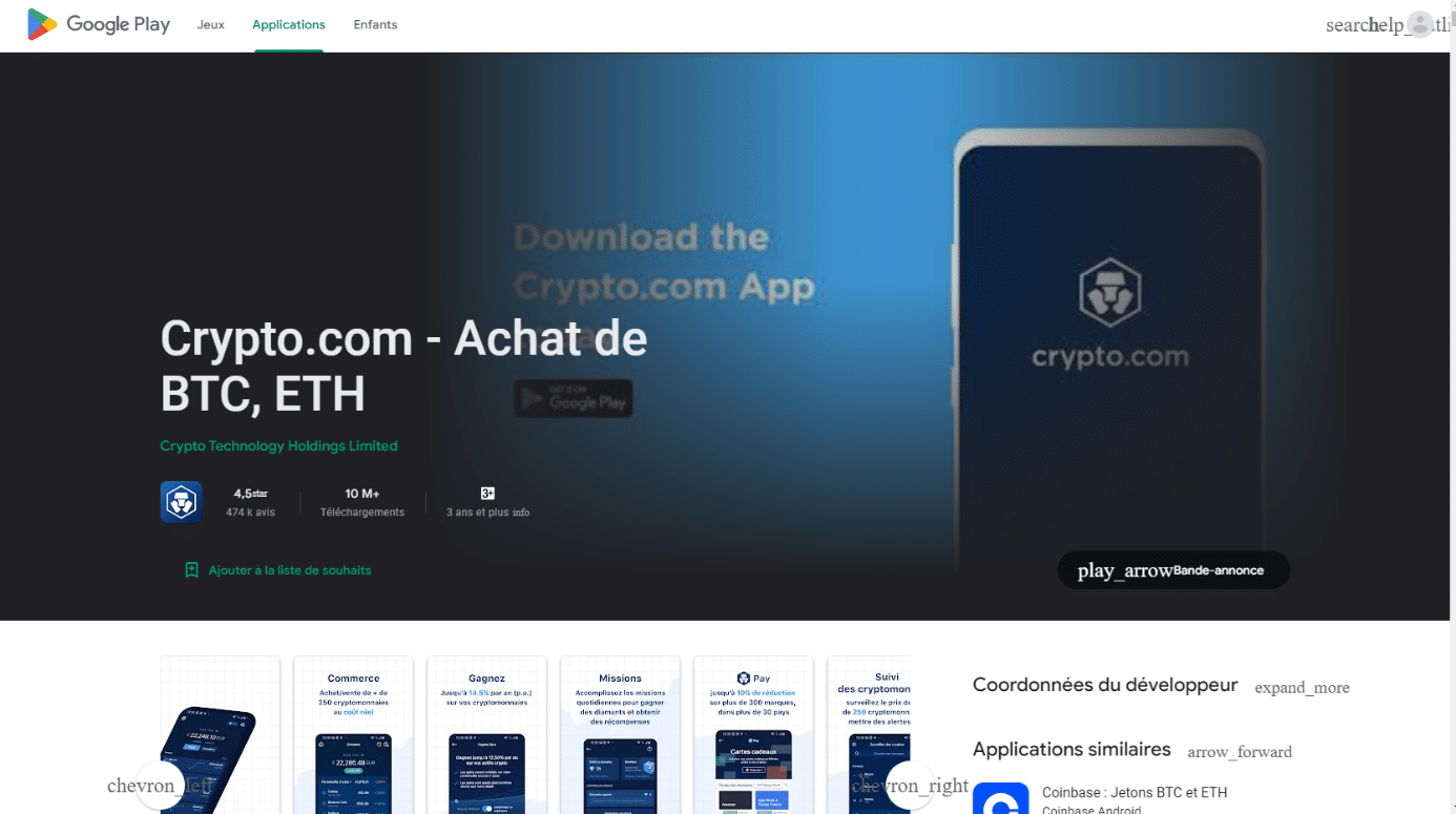 Avis sur crypto.com : application