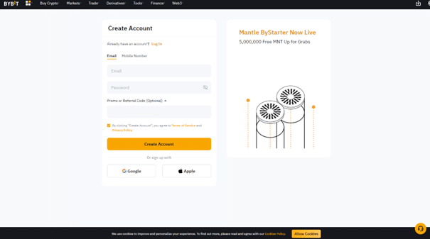 Inscription sur Bybit