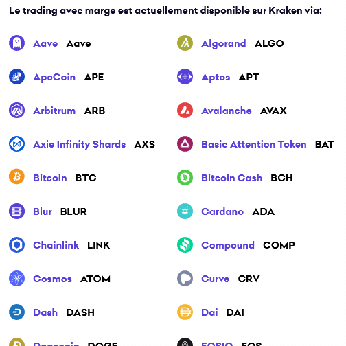 Avis sur Kraken : Trading sur marge