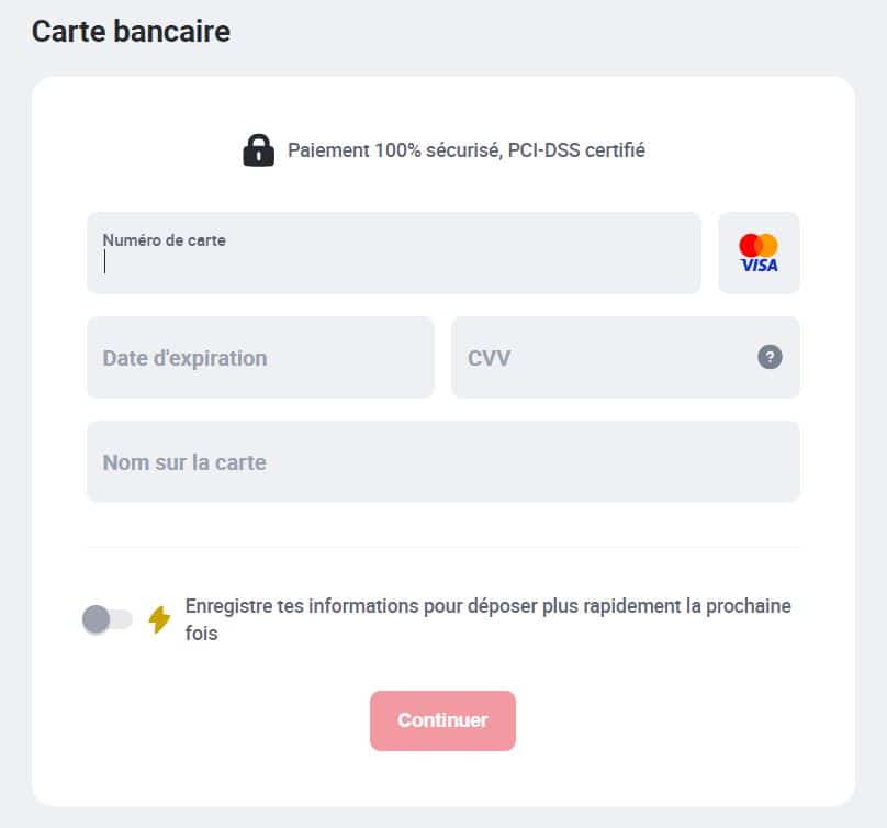 5. Saisir les informations de la carte Revolut - Effectuer un dépôt sur le casino Pay N Play Betclic