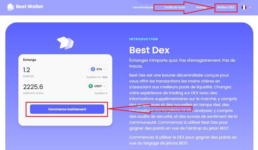 1. Accéder à Best Wallet et sélectionner Best DEX - Comment s'inscrire sur un exchange crypto