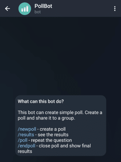 Meilleurs bots Telegram : Pollbot