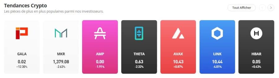 eToro - Tendances crypto - Meilleurs crypto exchanges