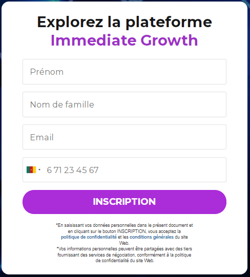 Étape 1 : Ouverture du compte Immediate Growth 