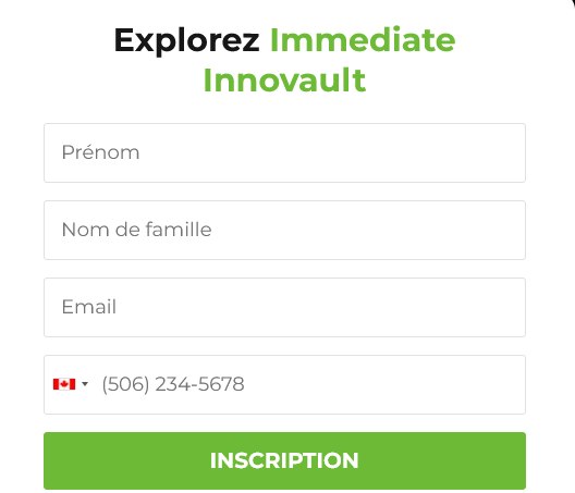 Inscription Immediate Innovault