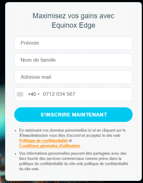 S'inscrire sur Equinox Edge