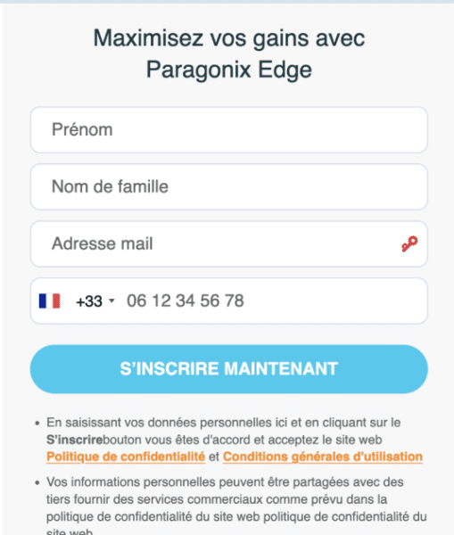 Inscription sur Paragonix Edge